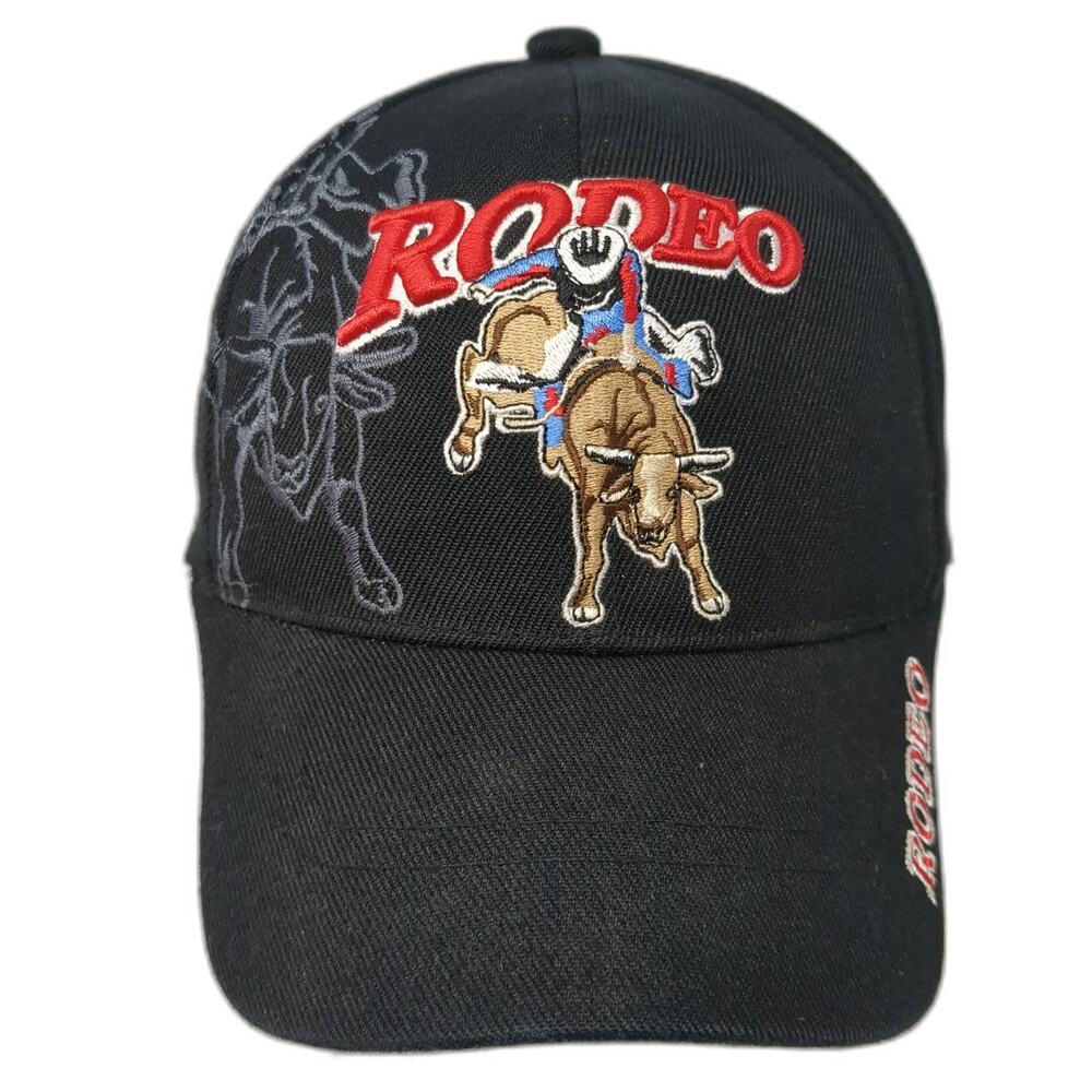 Rodeo Strapback Baseball Cap Black One Size Adjustable Embroidered Santo Cap